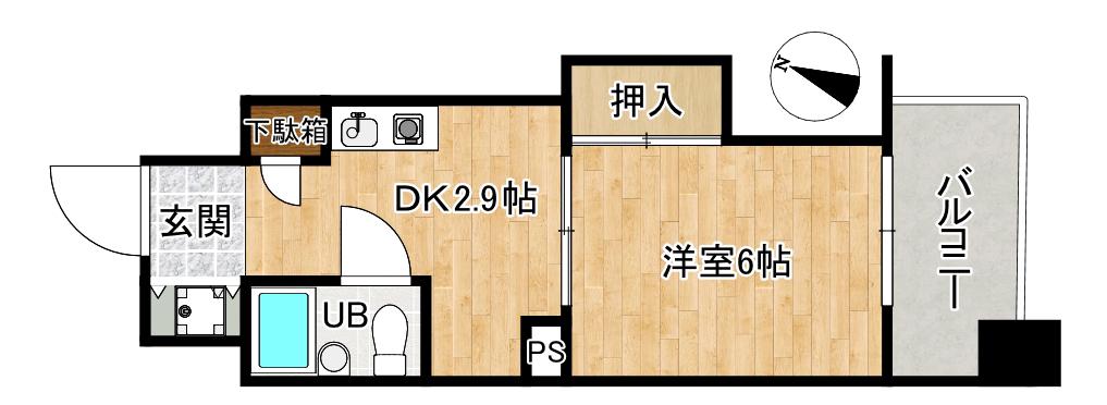 ダイアパレス宝町(1K/4階)の間取り写真