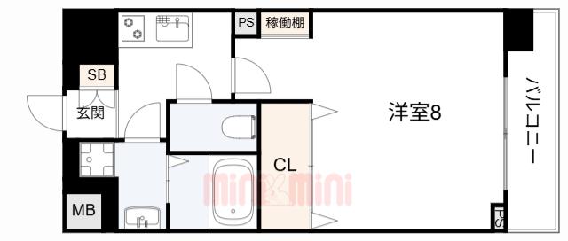 レジデンス三宮ライン(1K/4階)の間取り写真