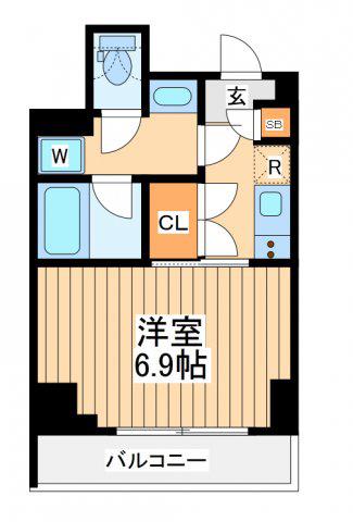 メイクスデザイン横浜阪東橋(1K/4階)の間取り写真