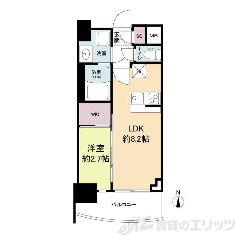 セレニテ天六ミラク(1LDK/3階)の間取り写真