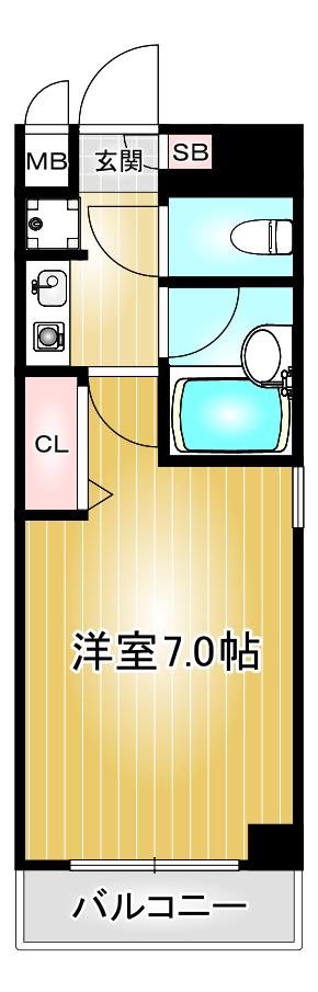 第6ハセビル(1K/8階)の間取り写真