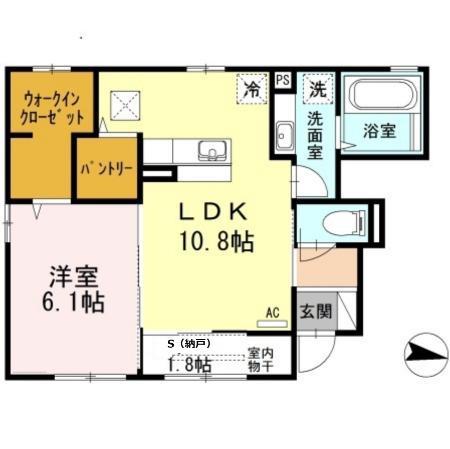 HAPPY FOREST A棟(1LDK/1階)の間取り写真