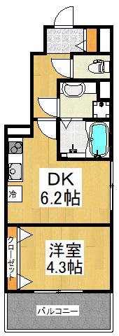 HILLS松山(1DK/1階)の間取り写真