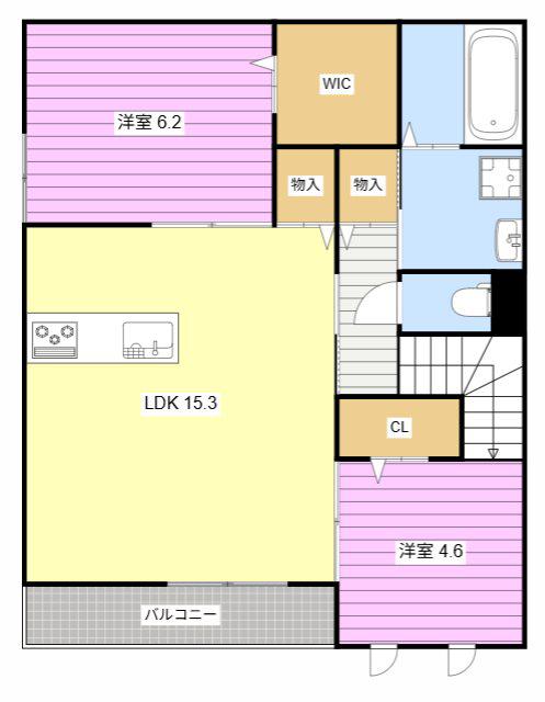 エルガーデン早出(2LDK/2階)の間取り写真
