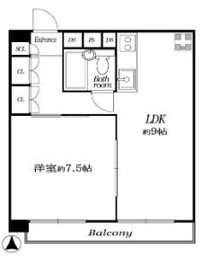 市ヶ谷春日マンション(1LDK/11階)の間取り写真