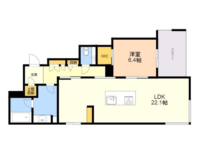 SHAMAISON LUXUAR平尾山荘通(1LDK/4階)の間取り写真