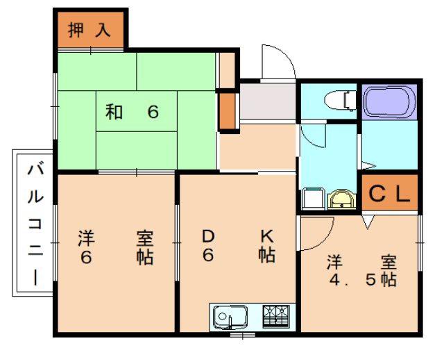 ヴィレッジSUE(3DK/1階)の間取り写真