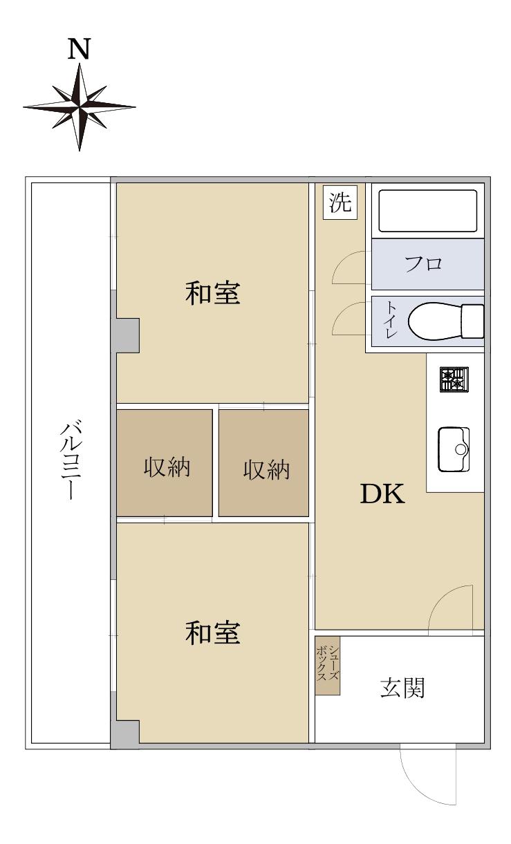 アルカディア大樹(2DK/1階)の間取り写真