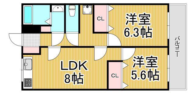 ローレルハイツ(2LDK/4階)の間取り写真