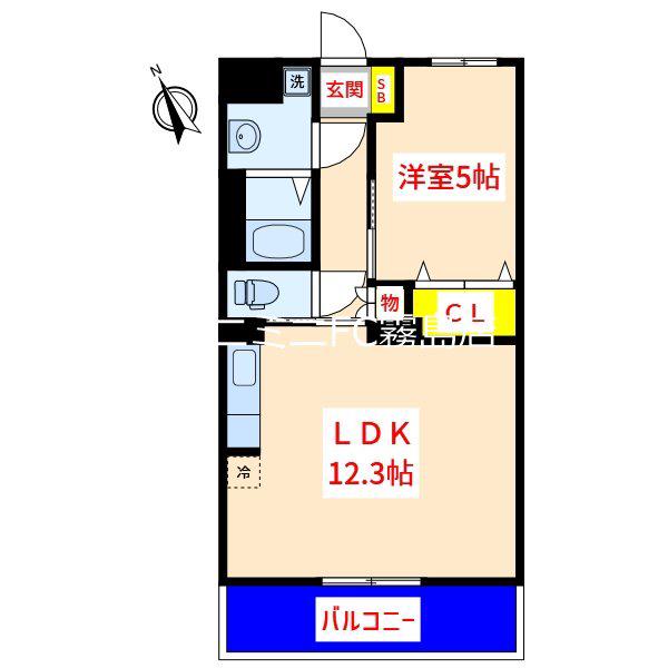 サンロード国分(1LDK/1階)の間取り写真