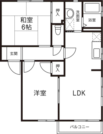 BONハイツ93A棟(2LDK/2階)の間取り写真