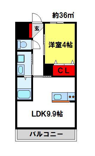 クレジデンス基山(1LDK/1階)の間取り写真