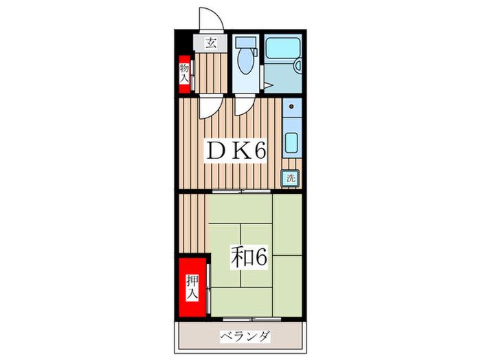 サンドーエル(1DK/2階)の間取り写真