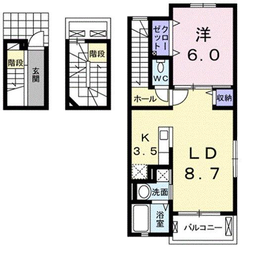 ウイステリアI(1LDK/3階)の間取り写真