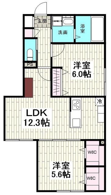 メゾン湘南江の島(2LDK/1階)の間取り写真