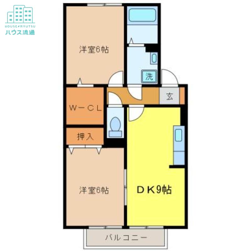 フローラ中里(2DK/2階)の間取り写真