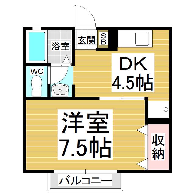 メゾン根岸(1DK/2階)の間取り写真