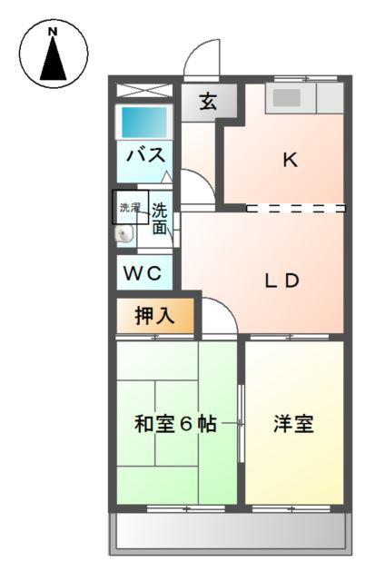 アークヒルズ栄B(2LDK/1階)の間取り写真