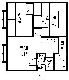 パークサイド高畠(2LDK/2階)の間取り写真