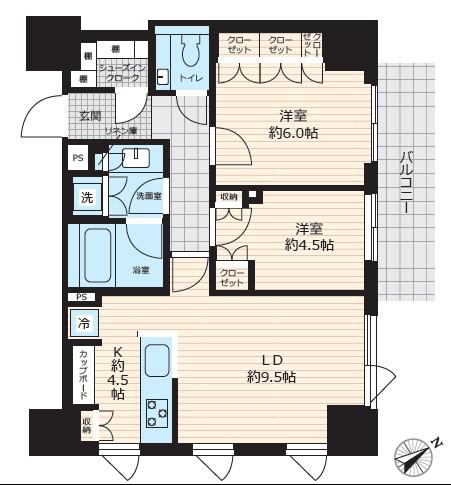 パークコート赤坂桜坂(2LDK/6階)の間取り写真