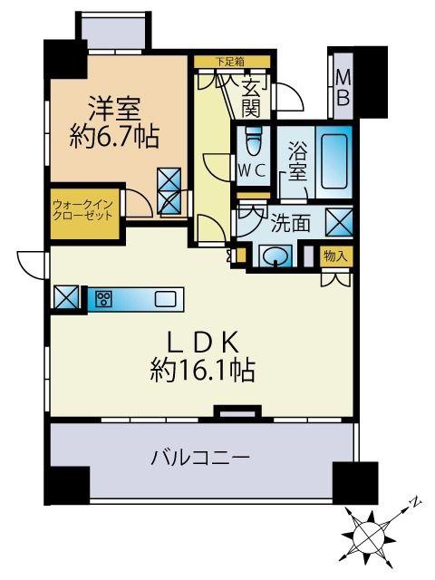 ルネス大井町ゼームス坂(1LDK/8階)の間取り写真