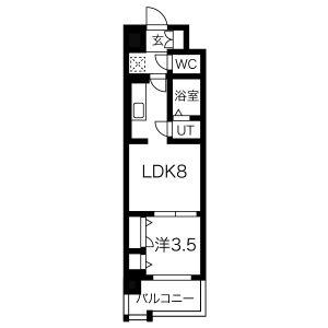 ファステート名古屋駅前アルティス(1LDK/14階)の間取り写真