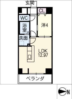 古出来エンブルコート(1LDK/7階)の間取り写真