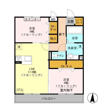 ドエル・アプリコット(2LDK/3階)の間取り写真