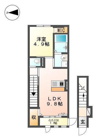 ルミナス(1LDK/2階)の間取り写真
