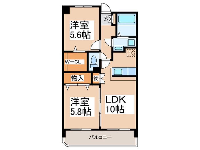 ヴェルソーIII番館(2LDK/7階)の間取り写真