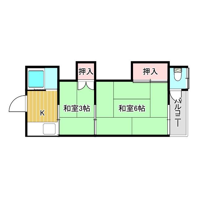 コーポ白梅(2K/1階)の間取り写真