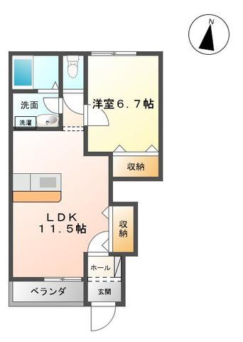 スマイユウ(1LDK/1階)の間取り写真
