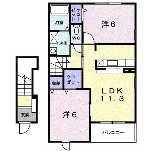 ア・ラ・モード(2LDK/2階)の間取り写真