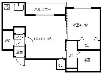 ヴィヴァルディL・A(1LDK/5階)の間取り写真