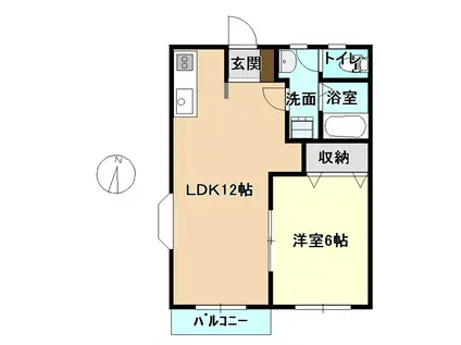 YOUライフ恵B(1LDK/2階)の間取り写真