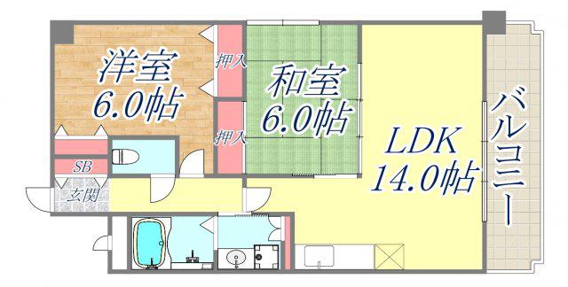 シェリール苦楽園2(2LDK/1階)の間取り写真