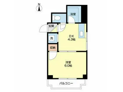 プロムナード麻生(1DK/2階)の間取り写真