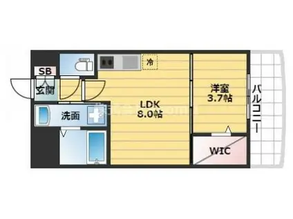 セレニテ谷町CALM(1LDK/3階)の間取り写真