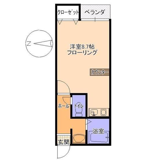 根木ハイツさくら(ワンルーム/3階)の間取り写真