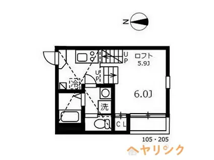 ハーモニーテラス志賀町VI(1K/1階)の間取り写真