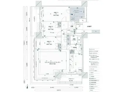 グランドメゾン御園座タワー(3LDK/20階)の間取り写真