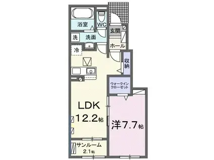 ヴューテラスCOCOI(1LDK/1階)の間取り写真