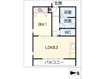 COCOA(1LDK/1階)の間取り写真
