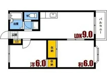 田上ハイツ(2DK/1階)の間取り写真