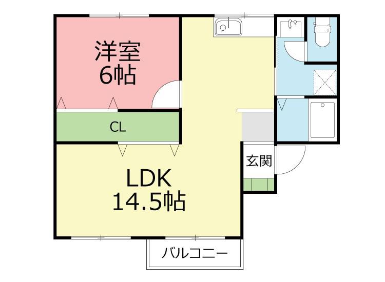 ライムハイツ(1LDK/2階)の間取り写真