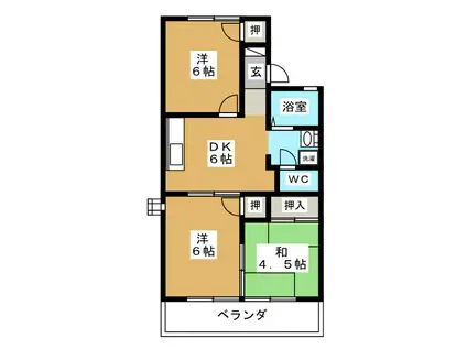 エクセル大和(3DK/2階)の間取り写真