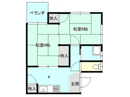 ウエダマンション(2K/2階)の間取り写真