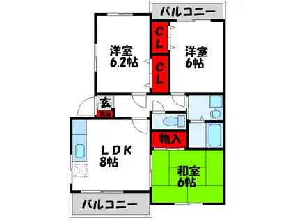 プレステ-ジ芦屋(3LDK/1階)の間取り写真