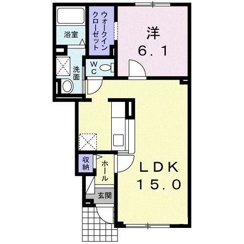 ラ・ポール デュオ(1LDK/1階)の間取り写真