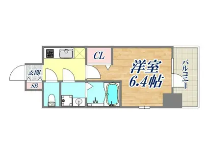 エスリードレジデンス神戸兵庫駅前(1K/15階)の間取り写真